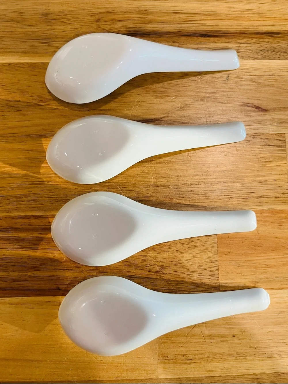 Blue and White Porcelain Asian Soup Spoon Set - Classic Phoenix & Pagoda Design